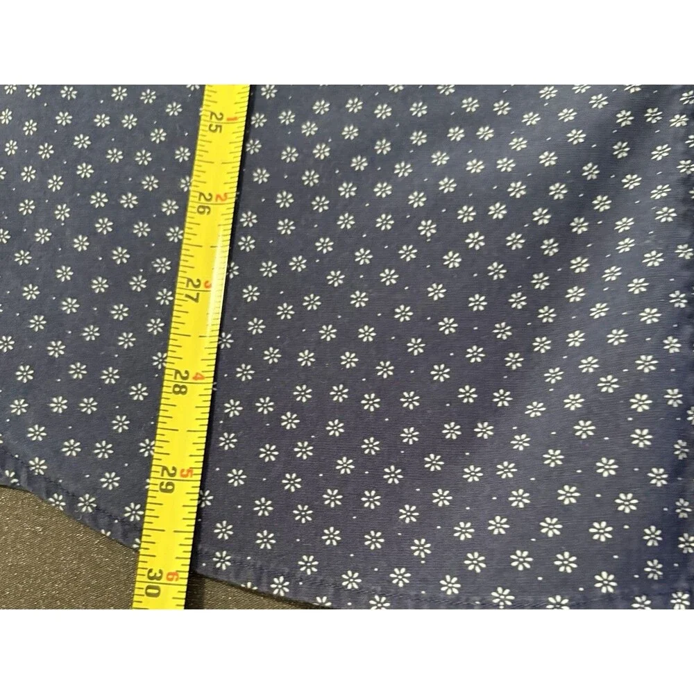 J Crew Men’s Button Down Long Sleeve Shirt Blue With White Flowers Size Large